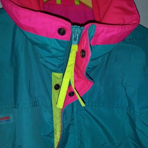 Vintage Columbia Large Neon Bugaboo Radial Sleeve Ski Jacket-90s-Zippered Pocket - Picture 4 of 12